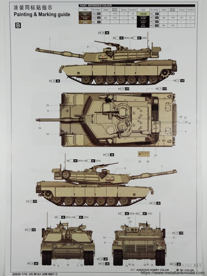 [坦克模型评测]小号手(00926-1/16 m1a1 aim 艾布拉姆斯 主战坦克