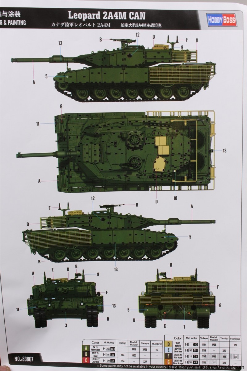 模型网评测hobbyboss135豹2a4mcan加拿大主战坦克83867实车简介